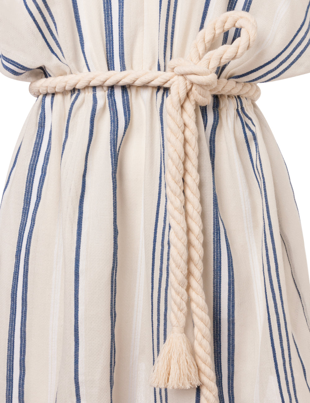 POSIDONIA WOVEN STRIPED BELTED MINI DRESS