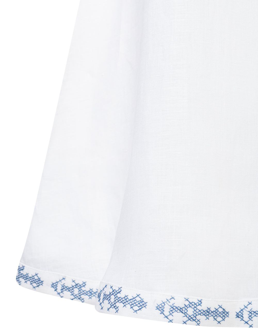 PENELOPE EMBROIDERED PUFF SLEEVE LINEN LONG DRESS