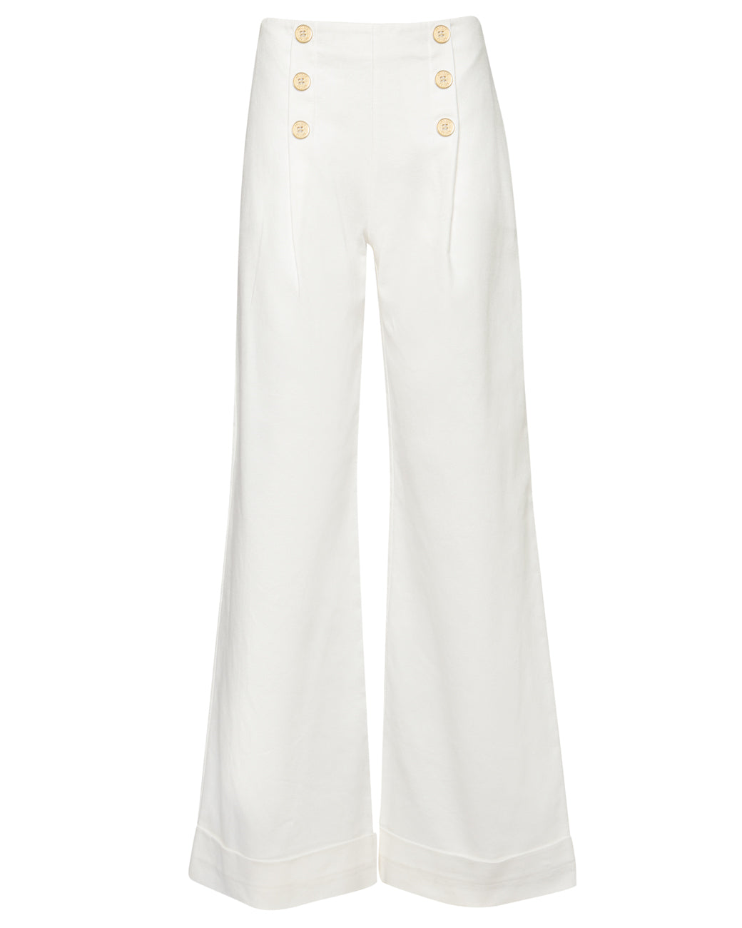SAILOR HIGH-WAISTED COTTON DENIM TROUSERS