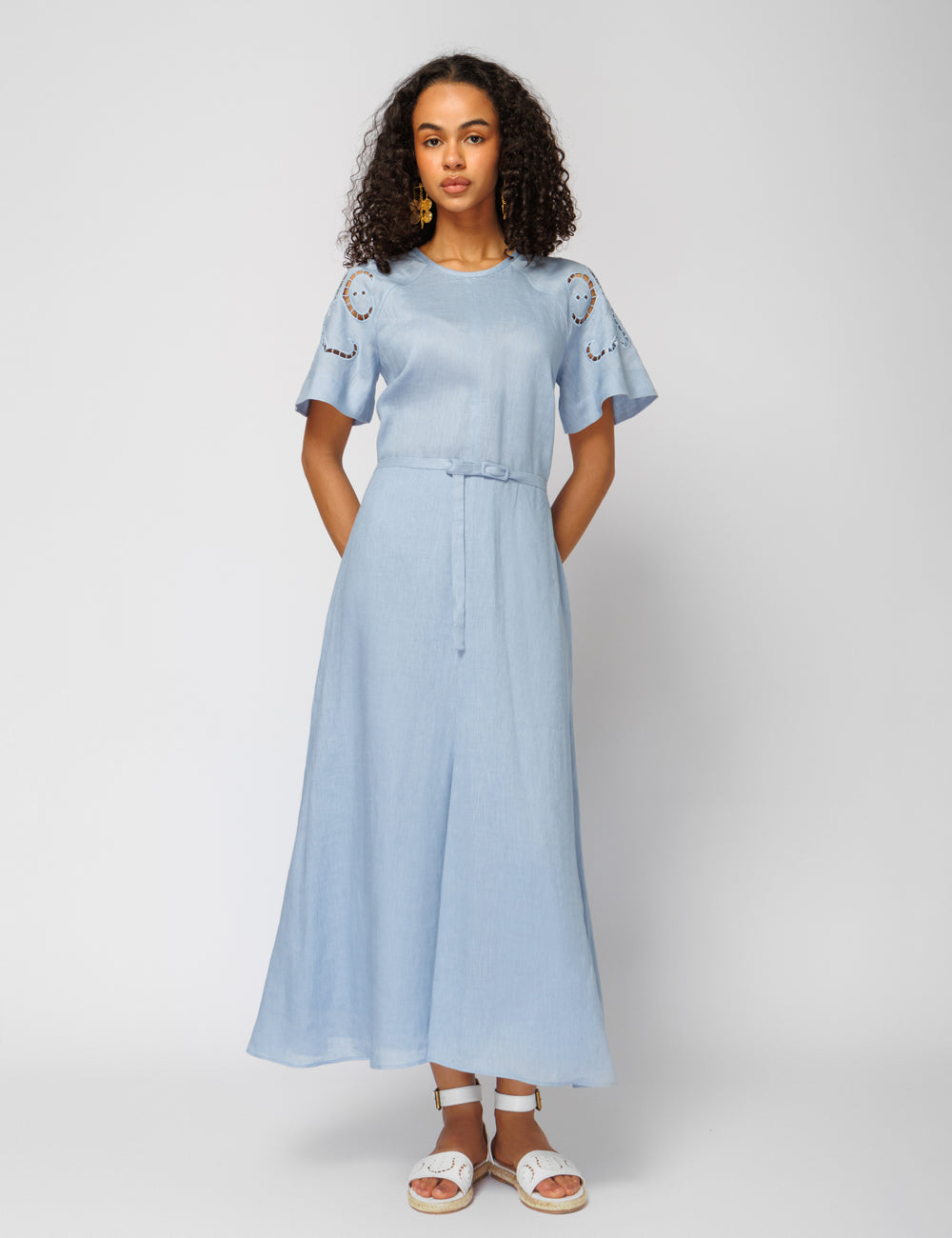 IPHIGENIA CUT EMBROIDERED MIDI DRESS - WEB EXCLUSIVE
