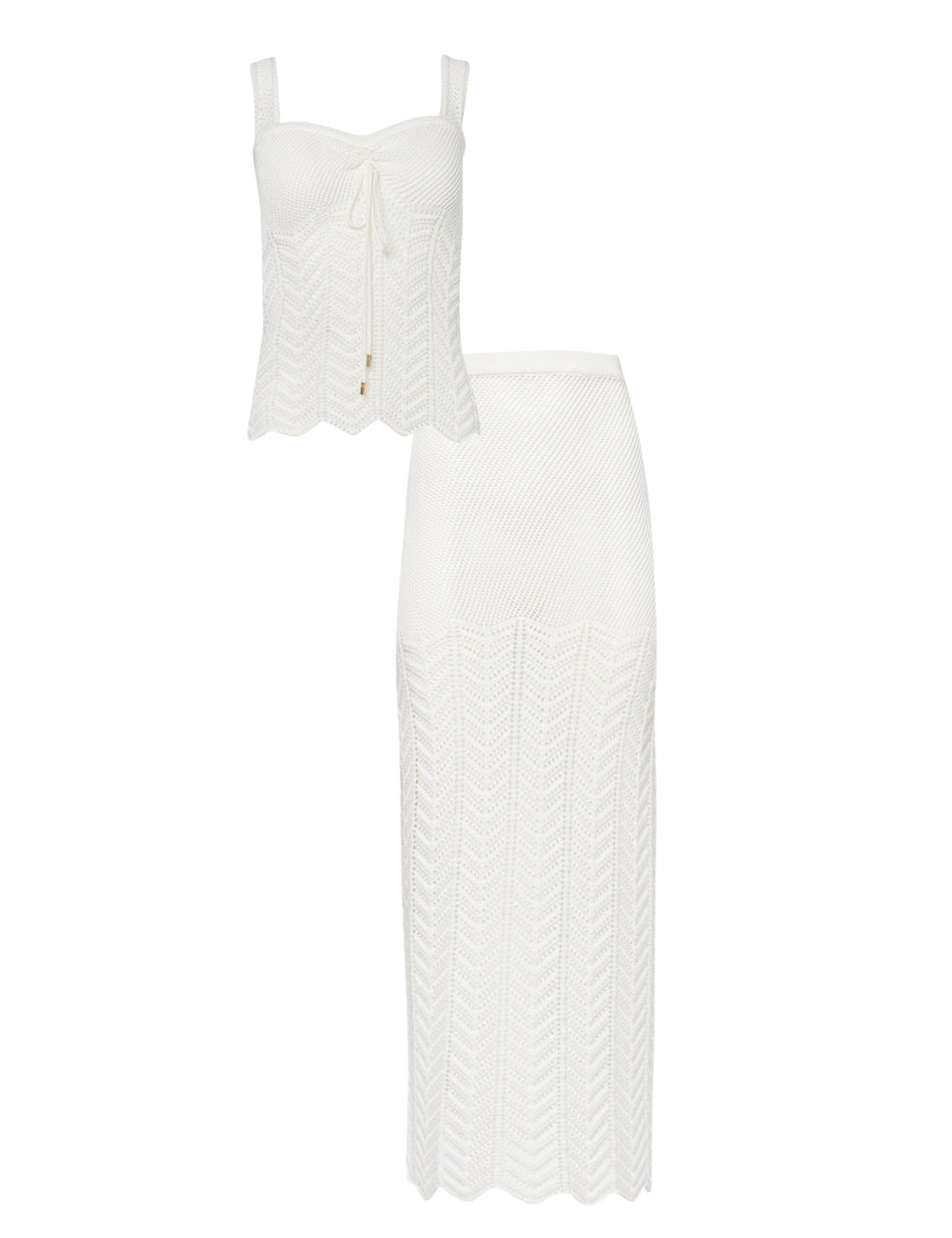 FISHBONE KNITTED SET  OF SKIRT AND TOP