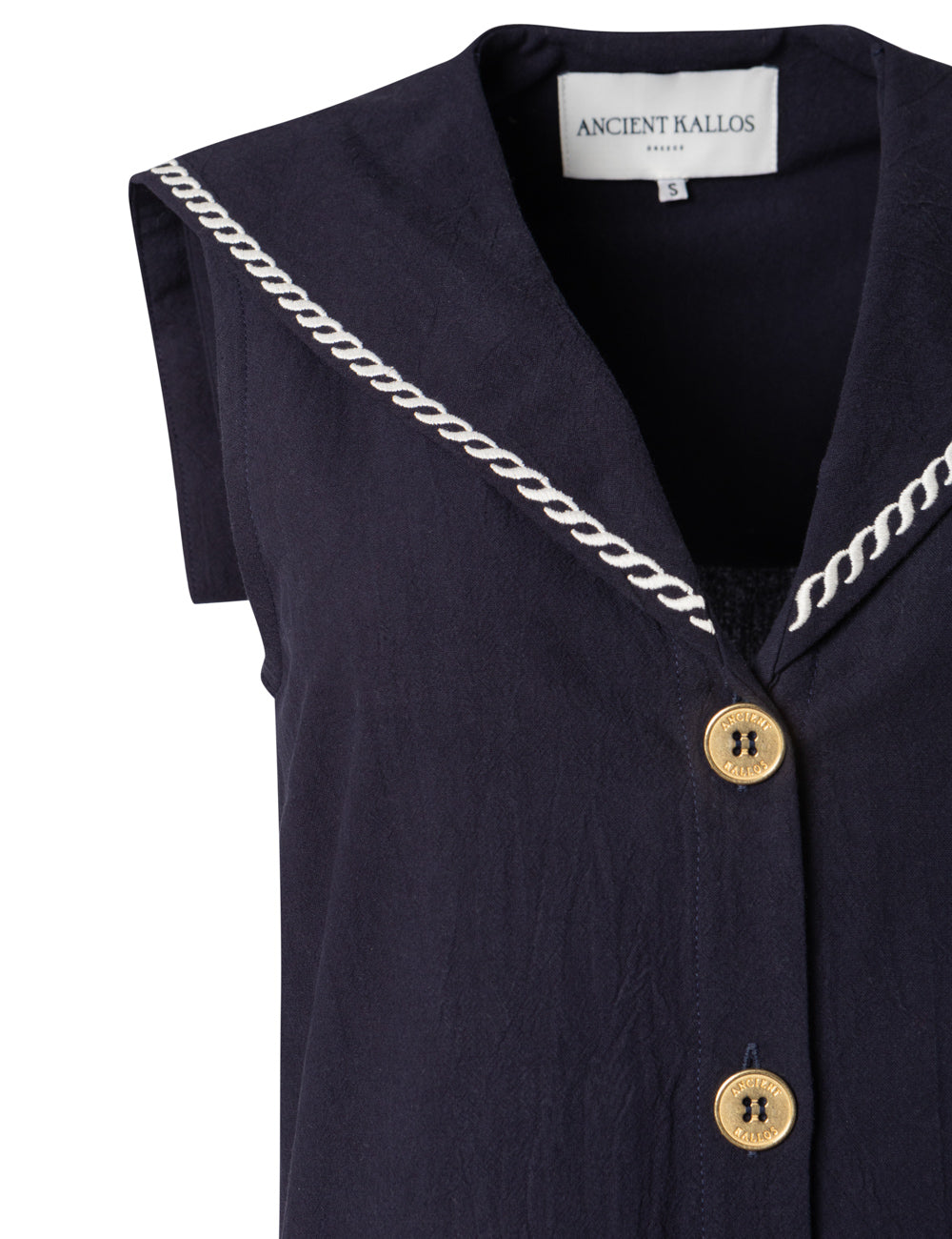 DESIS EMBROIDERED COTTON SAILOR TIE MINI SHIRT DRESS