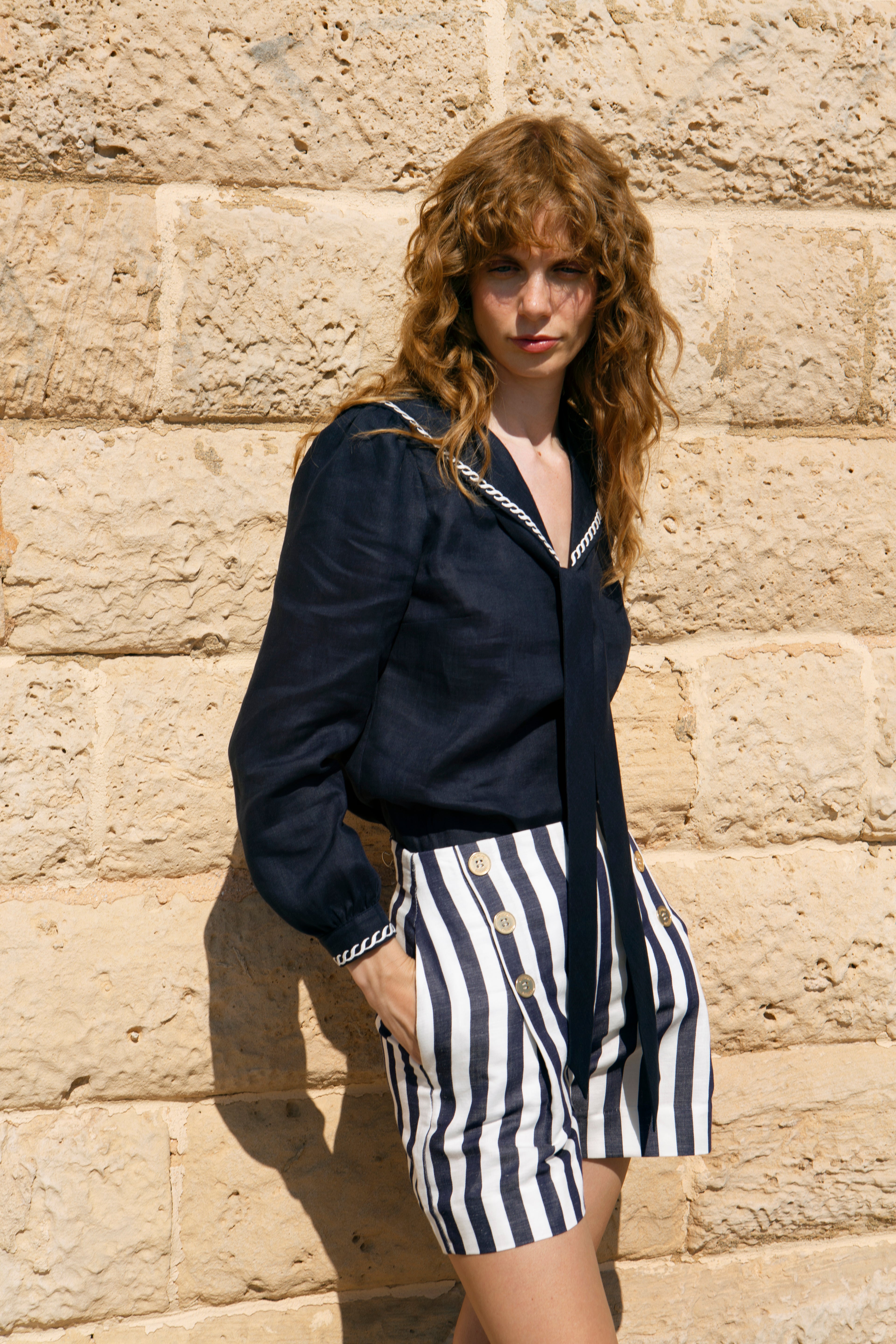 DESIS EMBROIDERED SAILOR TIE BLOUSE